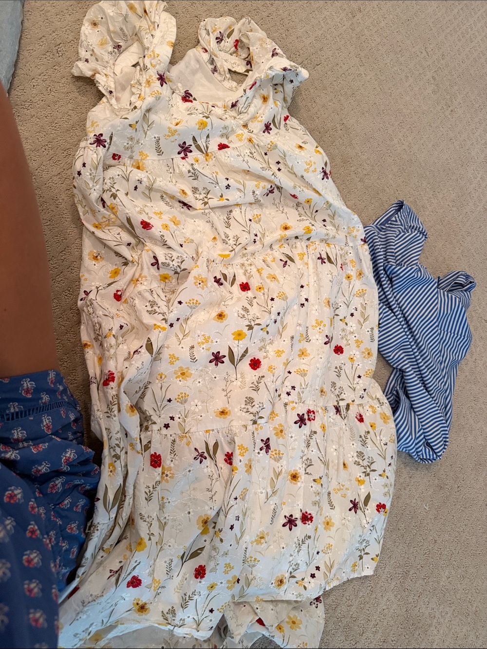 En saison Floral eyelet Tiered Sundressw - Lightweight Summer Dress